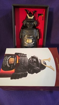 NIKKA WHISKY -  Metal Samurai Helmet and Armor  - Gold & Gold Empty Bottle Japan