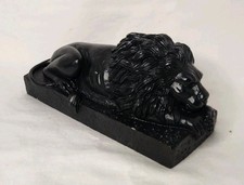 Resting Black Lion Resin Figure Shelf Desk De...
