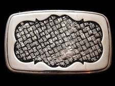 II17117 VINTAGE 1970s  LATTICE WORK  SILVERTONE WESTERN STYL BELT BUCKLE