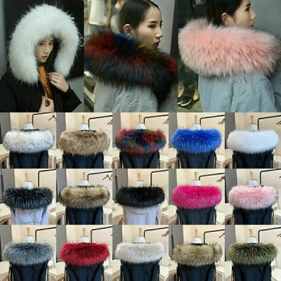 MARKENLOS Luxus Damen Pelzkrage Kunstpelz Kapuzen Fellkragen Faux Pelz Schal Fellstreifen