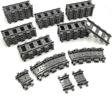 56pcs City Train Tracks Toy Straight and Flexible Track Railway... 
