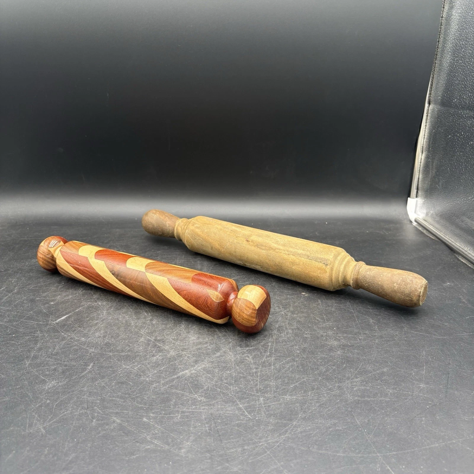 2 Vintage Wooden Rolling Pin Lot Of 2 Usable Farmhouse Decor, 1 multi color