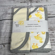 Burt's Bees 2 Pack Hooded Towel Set Baby Little Ducks Organic NEW
