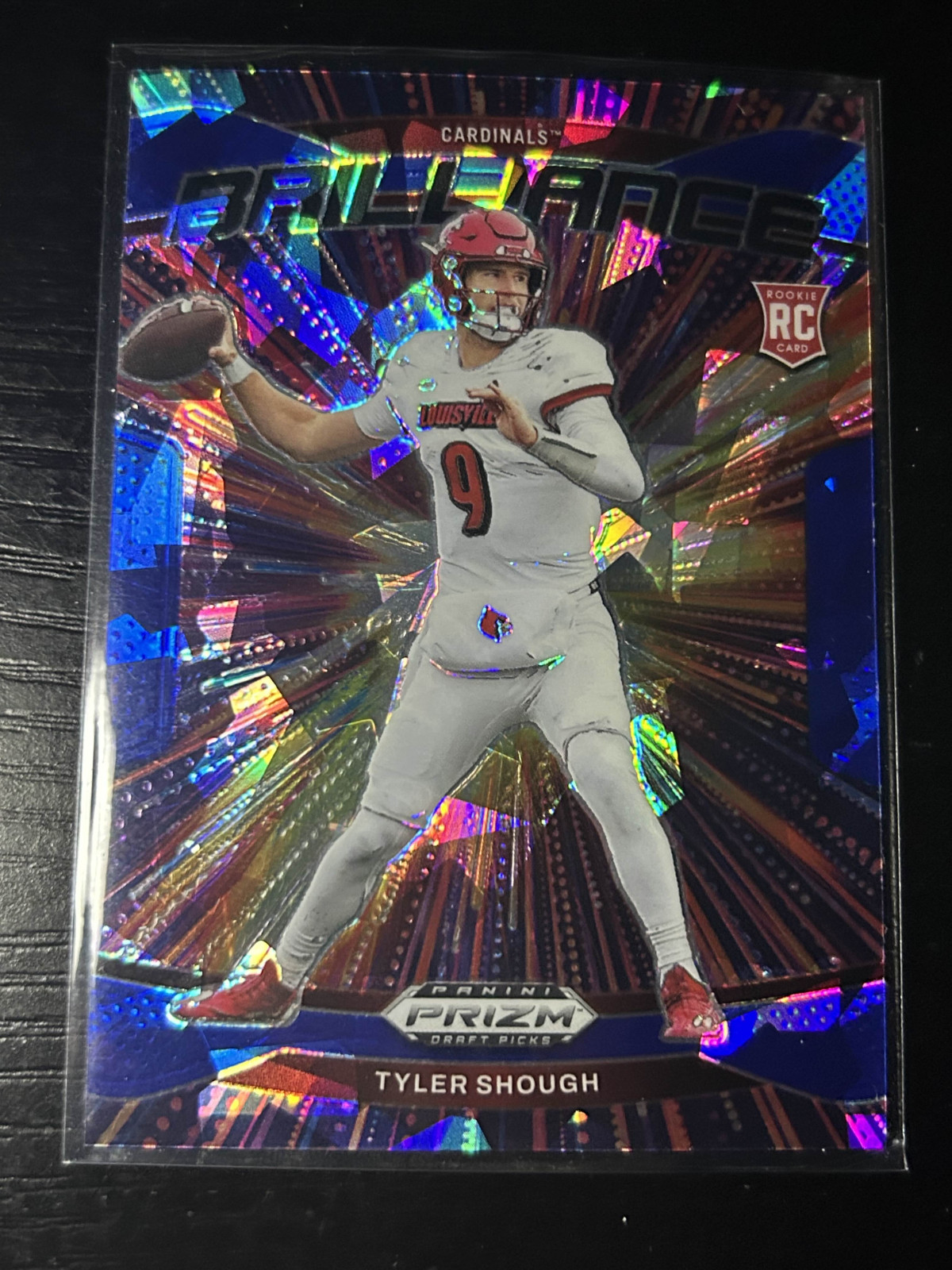 Tyler Shough 2025 Prizm Draft Picks #14 Brilliance Blue Ice Prizm /149 Rookie RC