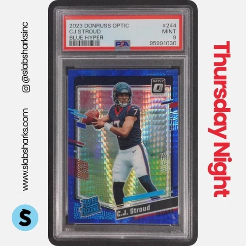 2023 PANINI DONRUSS OPTIC C.J. STROUD BLUE HYPER PRIZM RC RATED ROOKIE PSA 9