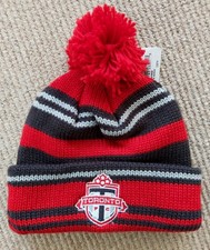 Image of NEW Genuine ADIDAS TORONTO FC Red Grey BOBBLE Hat Beanie Toque ADULT MLS Shlf8