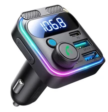 Bluetooth 5.4 FM Transmitter Car Adapter 81W (PD 45W & 36W) [Dual Mics]...