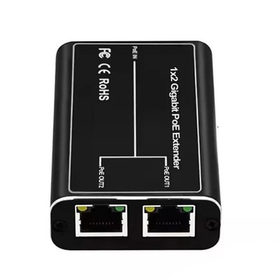1 to 2 POE Extender IEEE802.3af/at 1000mbps DC44V-55V 100meter Transmission