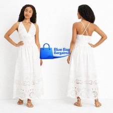 Large - Womens Eyelet Maxi A-Line Dress - Future Collective - Ivory
