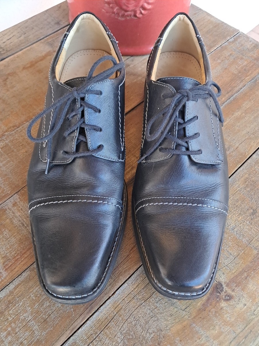 Sandro Moscoloni Black Leather Stitched Oxford Almond Toe  display picture 3