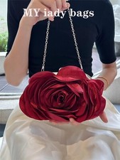 Luxury Appliques Rose Floral Banquet Bag Women Handbag Exquisite Evening Bag