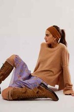 Free People Garden Party Skirt Floral Printed Asymmetrical Zip Lace Trim New M