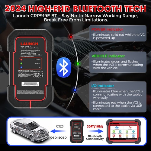 Herramienta de diagnóstico Launch X431 CRP919E BT coche OBD2 TODO SISTEMA ECU codificación canfd/doip - Imagen 8 de 10