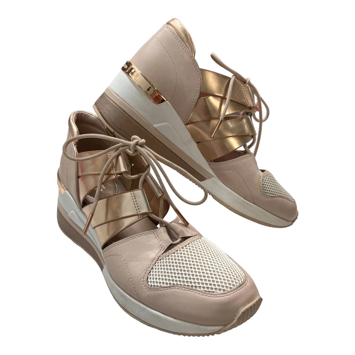 Michael Kors 9.5 Beckett Trainer Wedge Sneakers Gold Metallic |