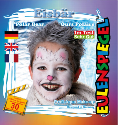 Eulenspiegel Motiv-Set Eisbär, Schmink-Set mit Schmink-Anleitung und 1 Pinsel