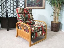 Made in USA Rattan Recliner Chair (Choice of Fabrics) (#4534H)