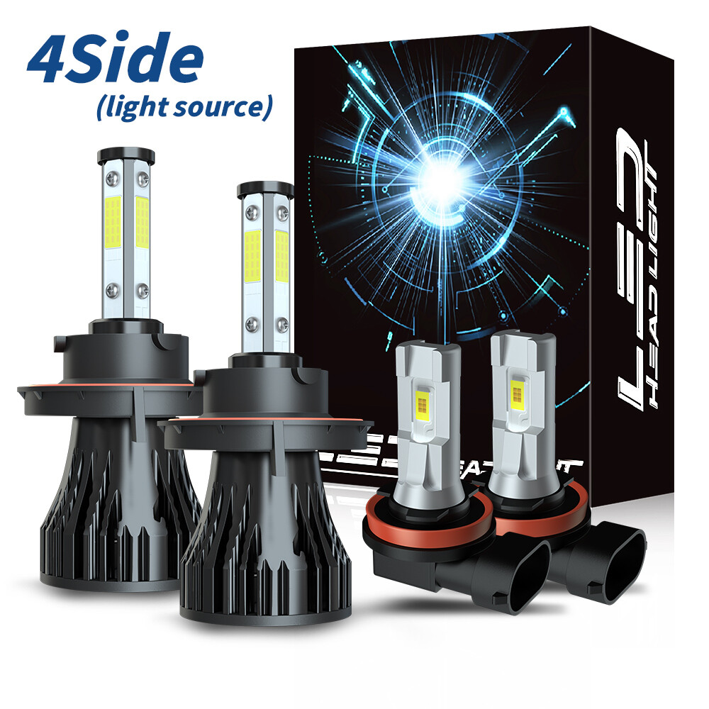 Para For Ford Focus 2008-2011 faros LED alto bajo + bombillas de luz antiniebla
