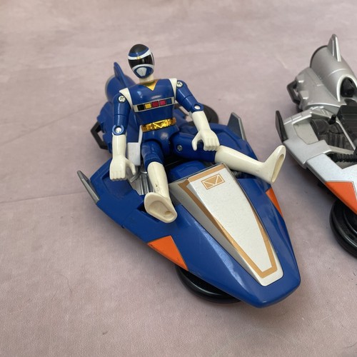 Power Rangers In Space Deluxe 3x Galaxy Cycle Red Ranger Blue Ranger Silver Bike - Picture 4 of 11