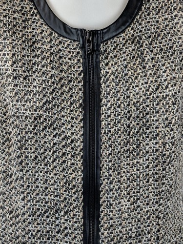 KIRNA ZABETTE For Target Tweed Shift Dress Zip Front Faux Leather Accent SZ M - Picture 4 of 9