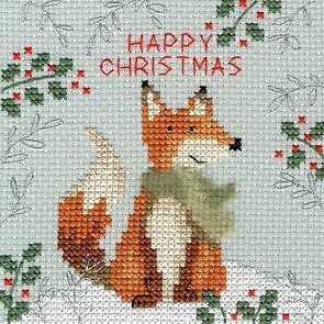 Xmas Fox - Christmas Card Cross Stitch Kit by Bothy Threads