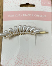 Fashion White Beaded Hair Clip-Brand New-SHIPS N 24 HOURS