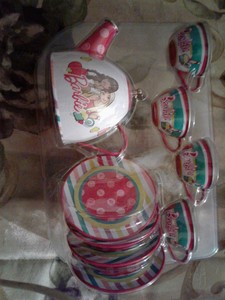 barbie metal tea set