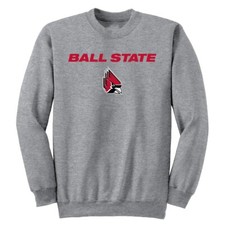 Ball State University Cardinals Adult Crewneck Sweatshirt Arch Text