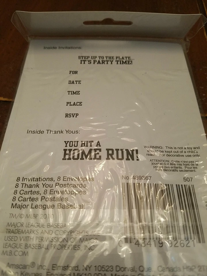 NEW MLB BALTIMORE ORIOLES BASEBALL BIRTHDAY PARTY INVITATIONS & THANK YOU NOTE - Image 4 of 4