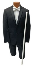 36" White Tuxedo Cane Wood w/ Caps Formal Walking Stick Dancer Groom Prom Mason