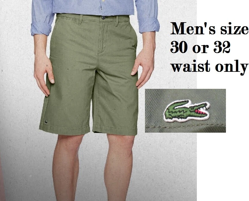 Lacoste Men's 30 or 32 Twill Regular-Fit Bermuda Shorts Army Green FH7421, NWT