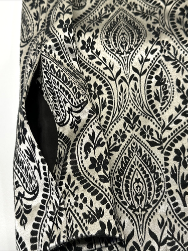 NWT Worthington Pencil Straight Skirt 8 Black Silver Jacquard Front Slit Lined - Picture 12 of 17