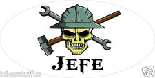 JEFE WITH SKULL HARD HAT STICKER TOOLBOX STICKER HELMET STICKER LAPTOP STICKER 