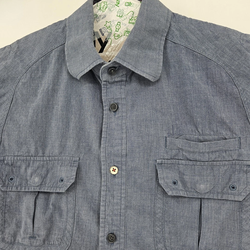 Howe Shirt Mens Medium Button Up Blue Casual Short Sleeve Creates - Image 2 of 4