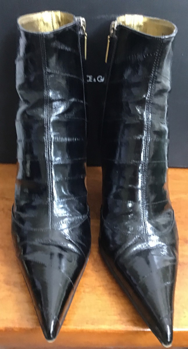 Dolce Gabbana Ankle Boot Black Pointed Toe Eel Skin Zip  display picture 1