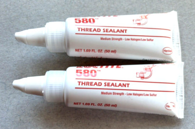 TWO NEW 50ml TUBES OF LOCTITE 580 THREAD SEALANT, Low Halogen/Sulfur