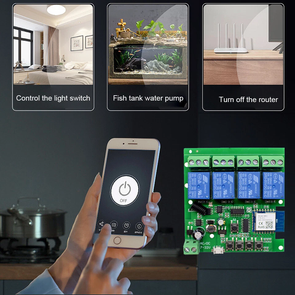 TUYA WiFi Smart Switch Modul Funkschalter DC 7V 12V 32V AC 230V F Alexa Google - Bild 4 von 4