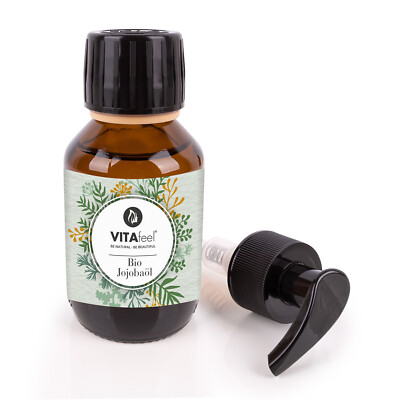 VitaFeel 100ml Bio Jojobaöl Gold, 100% rein & kaltgepresst, vegan für Haut Haare