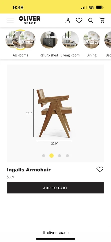 Juego de 2 sillones Oliver Space Ingalls. Moderno de mediados de siglo. nuevo. Foto 4 de 4