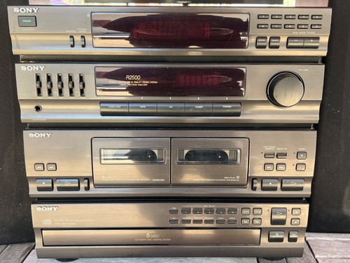 Sony R2500 Stereo System HCD-261 5 Disc CD Dual Tape Deck TESTED NO REMOTE