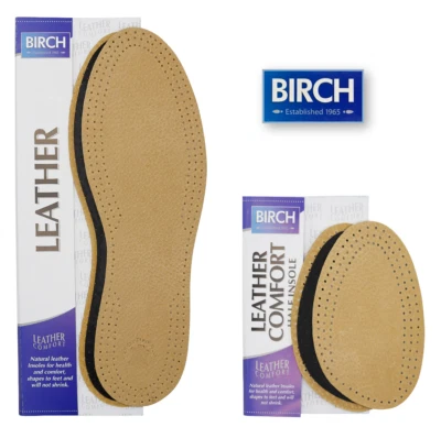 Leather Insoles Size Men Women Shoe Insole Shoe Comfort Support Ladies Men Birch