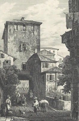 VICENZA PORTON DEL LUZZO original STAHLSTICH Kunst Anst. LLOYD TRIESTE 1857 - Bild 1 von 3
