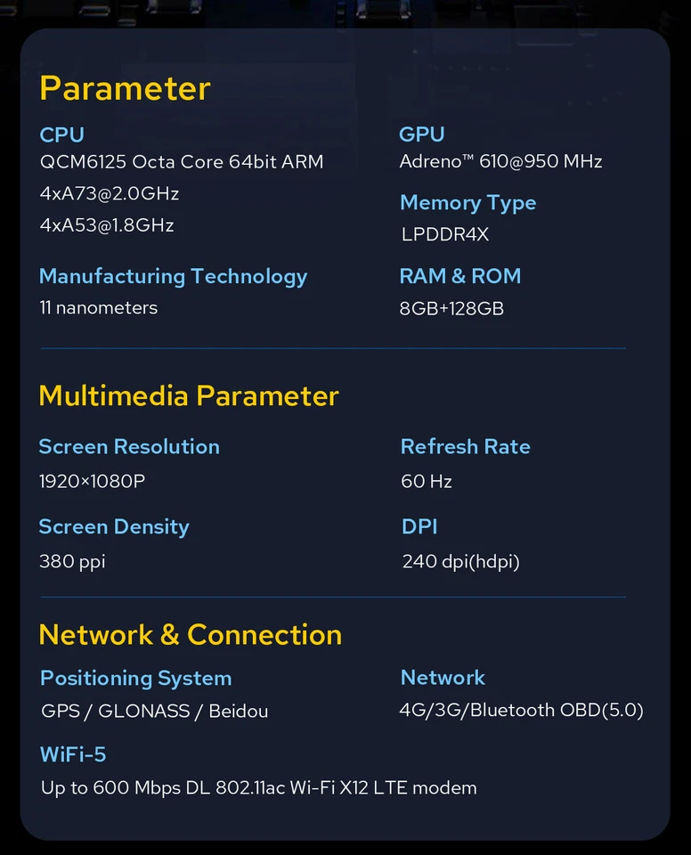 13,3 Zoll Qualcomm 8-Kern Android 12 Einzeln DIN Autoradio GPS 8+128GB 4G LTE FM - Bild 3 von 4