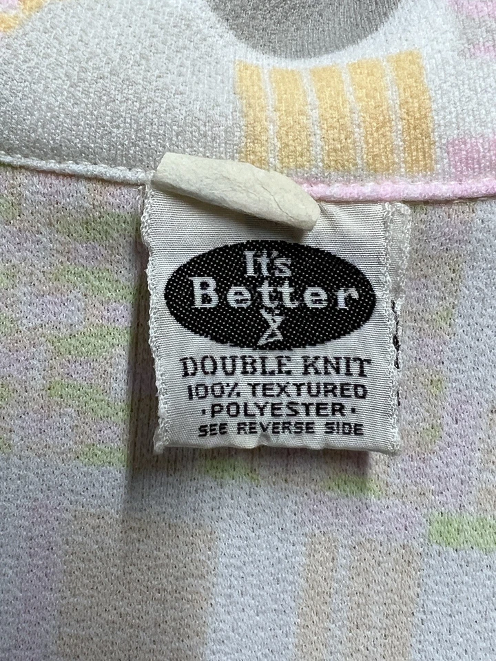 Vintage 60s 70s Womens Sheath Dress Mod Hippie Spring Summer Print It's Better - Image 3 of 4