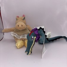 2 Pc Vtg Disney Store Fantasia Hyacinth Hippo Ben AliGator Bean Bag Plush Beanie
