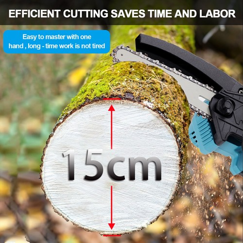 2 Battery 3000W Mini Chainsaw Cordless 8/6'' Electric One-Hand Saw Wood Cutter - Picture 14 of 24