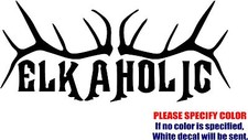 Elk a Holic Antler Rack Decal Sticker Funny JDM Vinyl Car Window Bumper Truck 7"