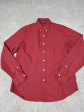 J Crew Shirt Mens Large Button Down Red Flex Oxford Slim Long Sleeve Burgundy