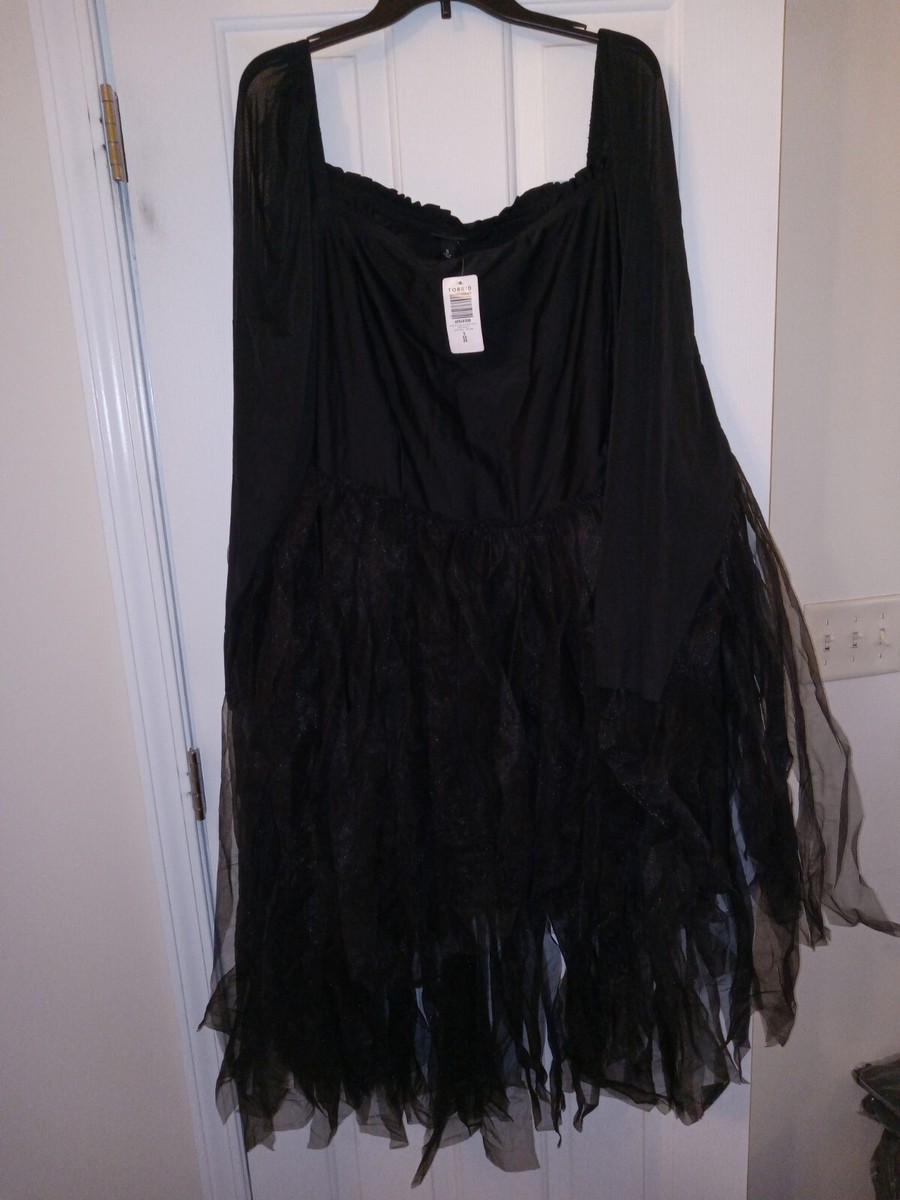 TORRID 5 HI LOW DRESS GOTHIC FAIRY PRINCESS OFF THE SHOULDER COS SZ 5 BLACK
