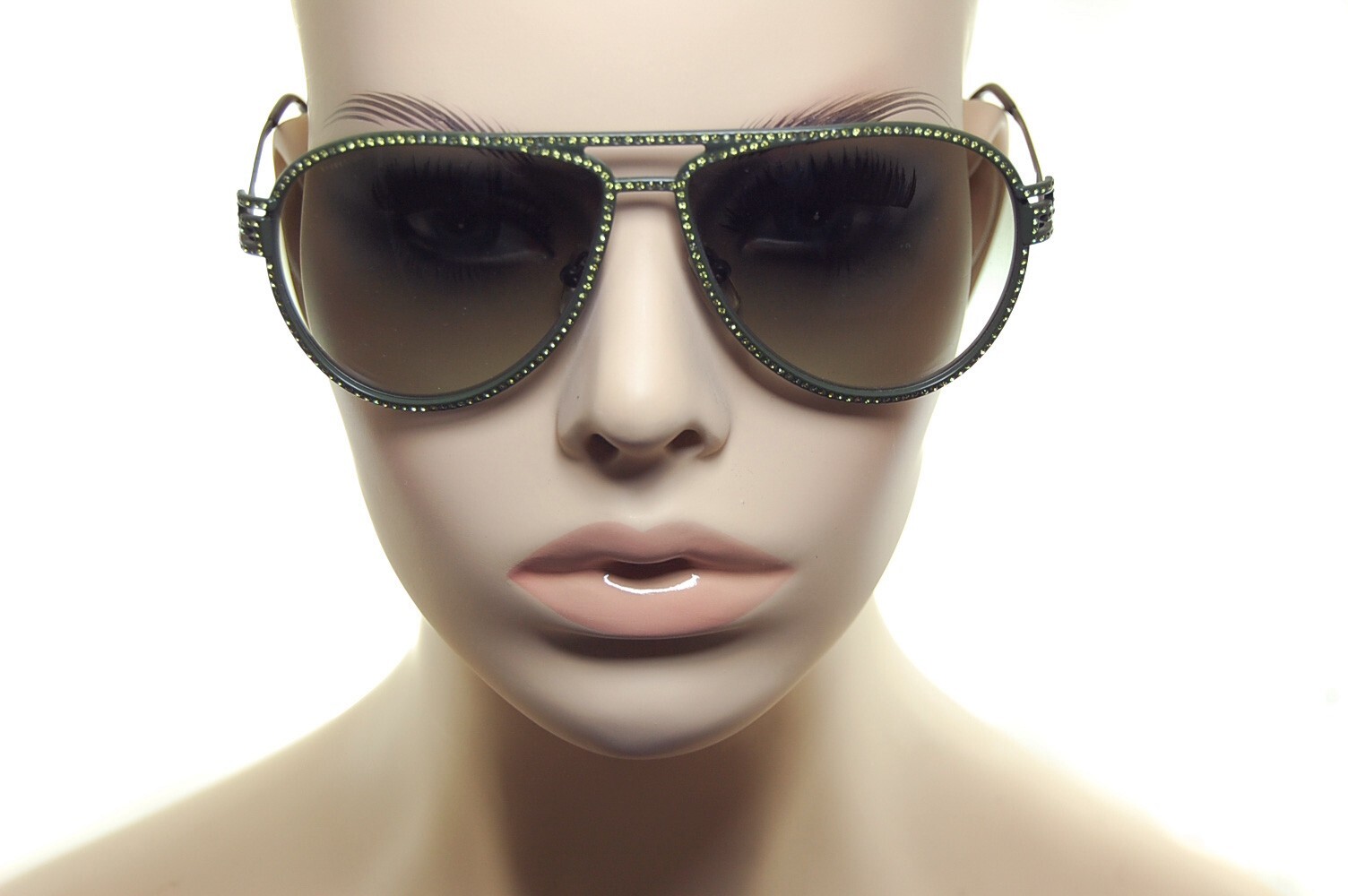 VERSACE 2171B 1392/8E Women Large DIAMANTE Pilot Sunglasses Military Green RARE! image 5