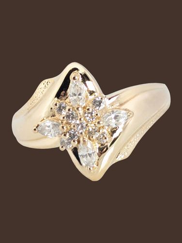 Bague éléphant En Or 10K Deux Tons Avec CZ - Largeur 13mm - Taille 7 US - Neuf Sans Emballage